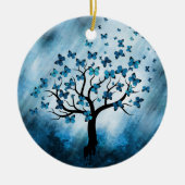 Boomvlies - Blauwe marmer Keramisch Ornament (Voorkant)