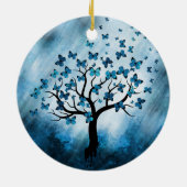 Boomvlies - Blauwe marmer Keramisch Ornament (Achterkant)