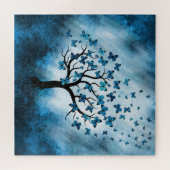 Boomvlies - Blauwe marmer Legpuzzel (Horizontaal)