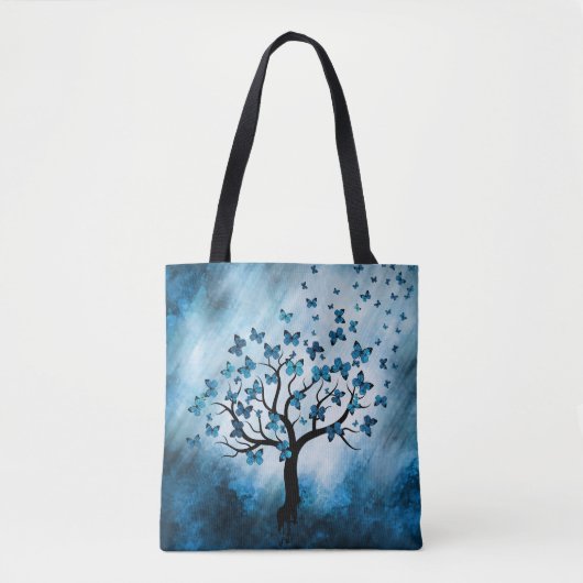 Boomvlies - Blauwe marmer Tote Bag (Voorkant)