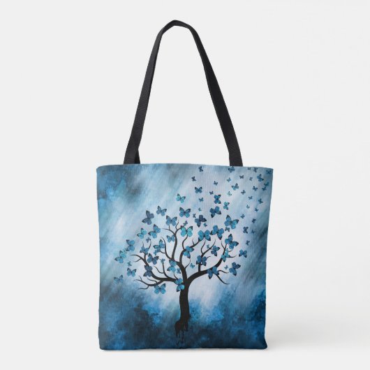 Boomvlies - Blauwe marmer Tote Bag (Achterkant)
