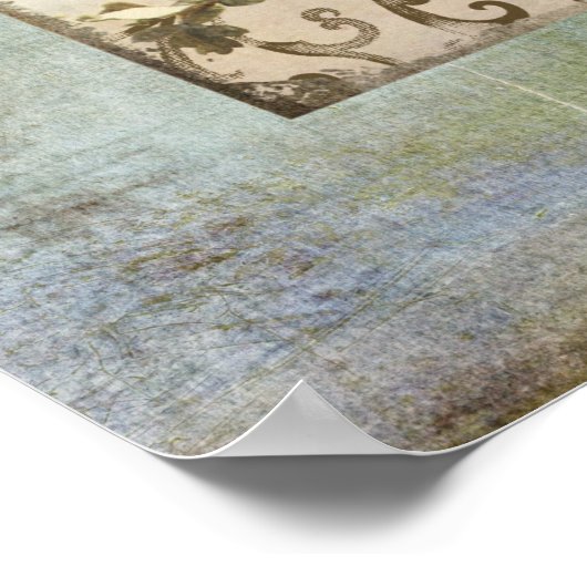 Boomvogels - Blauwe vogel met kroonflora Poster (Hoek)