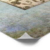 Boomvogels - Blauwe vogel met kroonflora Poster (Hoek)