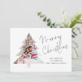 Boomvorm Foto 2026 Kalender Vrolijk Kerstfeest Feestdagenkaart (Staand voorkant)