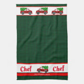 Boomwagen Chef Red Green Holiday Pset Kitchen Theedoek (Verticaal)