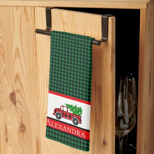 Boomwagen Chef Red Green Holiday Pset Kitchen Theedoek (Derde Gevouwen)