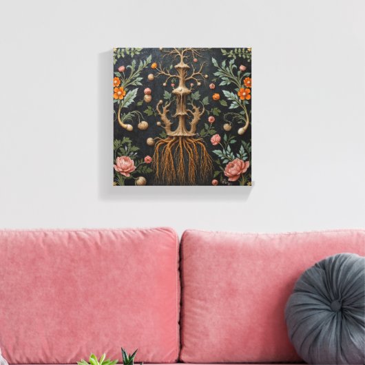 Boomwortels in botanische stijl canvas afdruk (Insitu (Woonkamer))