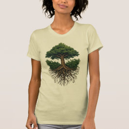 Boomwortels vormen zich tot een mandala, aardse gr t-shirt