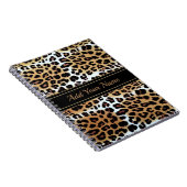 Boomy Elegant Stylish Leopard Print Custom Name Notitieboek (Rechterzijde)