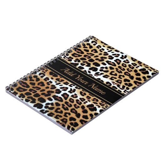 Boomy Elegant Stylish Leopard Print Custom Name Notitieboek (Linkerzijde)