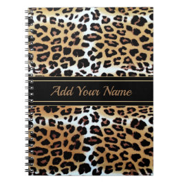 Boomy Elegant Stylish Leopard Print Custom Name Notitieboek