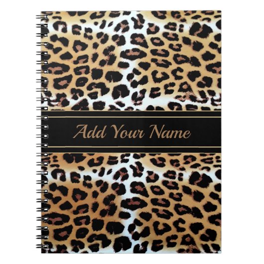 Boomy Elegant Stylish Leopard Print Custom Name Notitieboek (Voorkant)