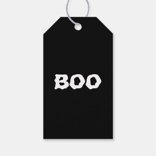 Boomzwart en witte spooky Halloween gunst Cadeaulabel (Voorkant)