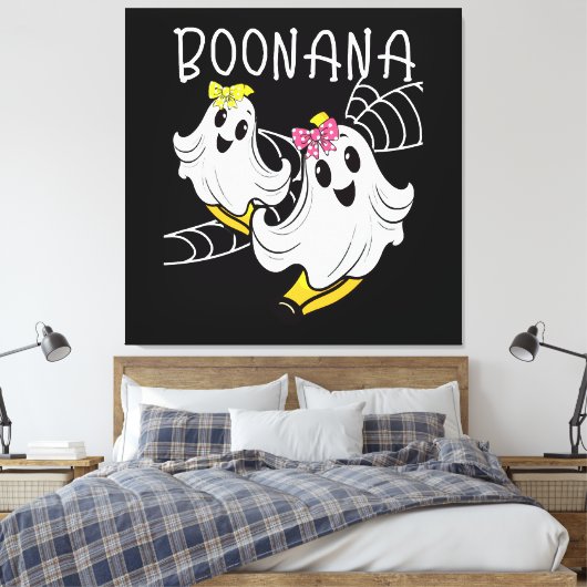 Boonana Cute Ghost Banana Halloween Canvas Afdruk (Insitu (Slaapkamer))