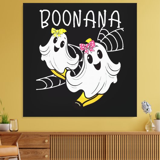 Boonana Cute Ghost Banana Halloween Canvas Afdruk (Insitu (Woonkamer))
