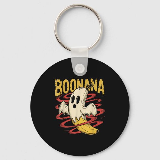 Boonana Cute Ghost Banana Halloween Costume Mannen Sleutelhanger (Voorkant)