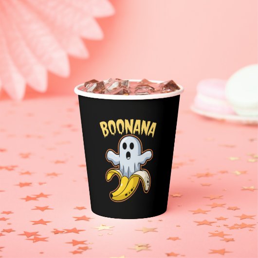 Boonana Cute Ghost Banana Halloween Papieren Bekers (Insitu)