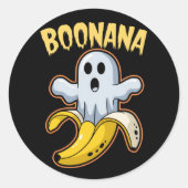 Boonana Cute Ghost Banana Halloween Ronde Sticker (Voorkant)