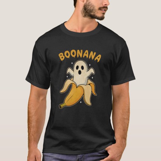 BOONANA Ghost in a Banana Funny Halloween Pun T-shirt (Voorkant)