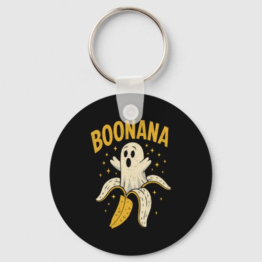 Boonana Schattige Ghost Banana Ghost Food Hallowee Sleutelhanger (Voorkant)