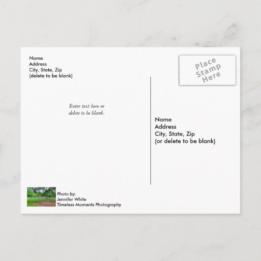 Boone Hall Stables Briefkaart (Achterkant)