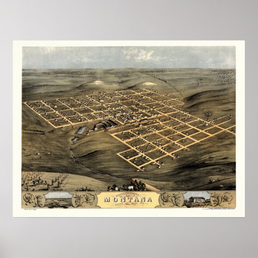Boone (Montana), IA Panoramic Map - 1868 Poster (Voorkant)