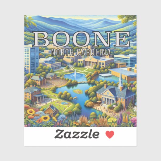 Boone North Carolina 3 inch Vinyl Sticker (Vel)