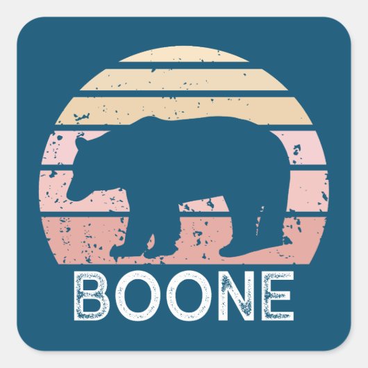 Boone North Carolina Retro Beer Vierkante Sticker (Voorkant)
