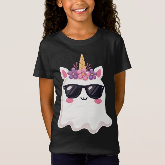 Boonicorn Halloween Schattigee Eenhoorn Boo Ghost  T-shirt (Voorkant)