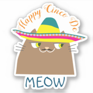 Booo De Kat Gelukkig Cinco de Mayo , Schattige Mex Sticker