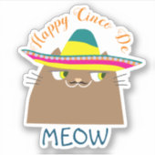 Booo De Kat Gelukkig Cinco de Mayo, Schattige Mexi Sticker (Voorkant)