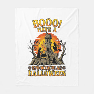 Booo Spooktacular Halloween Heksketel Kasteel Fleece Deken