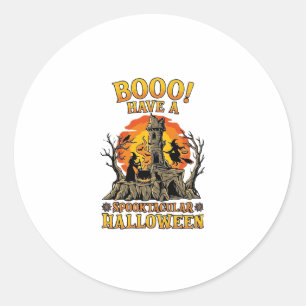 Booo Spooktacular Halloween Heksketel Kasteel  Ronde Sticker
