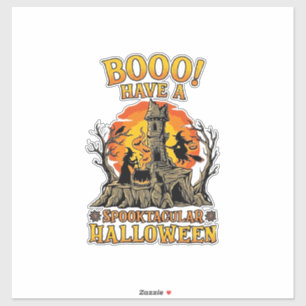 Booo Spooktacular Halloween Heksketel Kasteel  Sticker