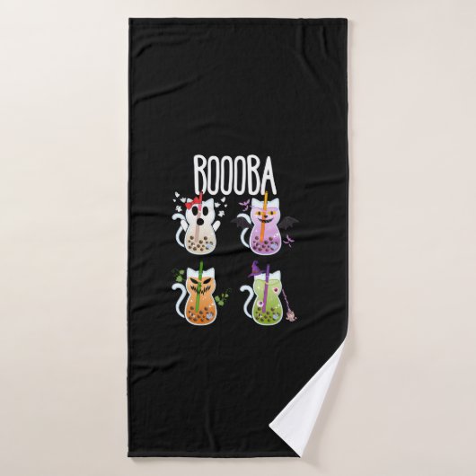 Boooba Kawaii Boba Tea Drink Cat Lover Halloween G Badhanddoek (Badhanddoek)