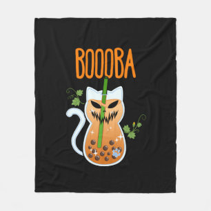 Boooba Kawaii Boba Tea Drink Cat Lover Halloween G Fleece Deken