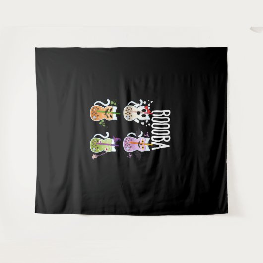 Boooba Kawaii Boba Tea Drink Cat Lover Halloween G Wandkleed (Voorkant (horizontaal))