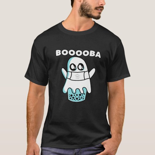 Boooba Kawaii Boba Tea Drink Hiding in A Hallo T-shirt (Voorkant)