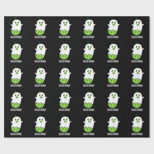 Booocumber Funny Ghost Cucumber Pun Dark BG Cadeaupapier (Vlak)