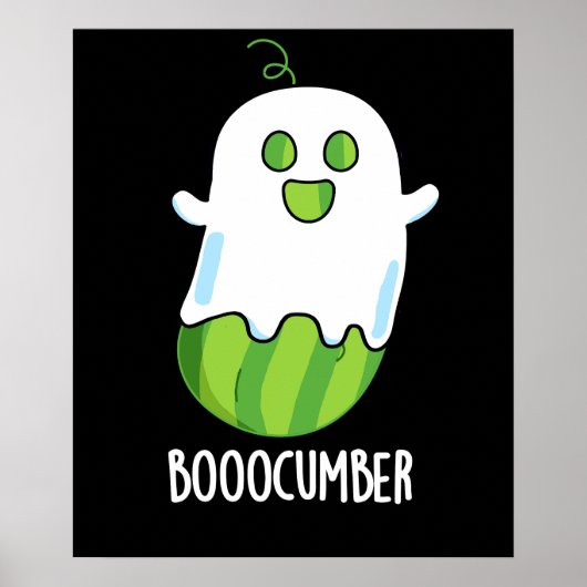 Booocumber Funny Ghost Cucumber Pun Dark BG Poster (Voorkant)