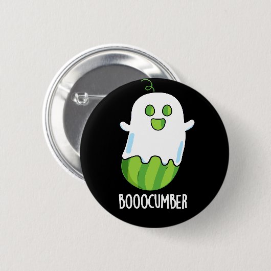 Booocumber Funny Ghost Cucumber Pun Dark BG Ronde Button 5,7 Cm (Voorkant /achterkant)