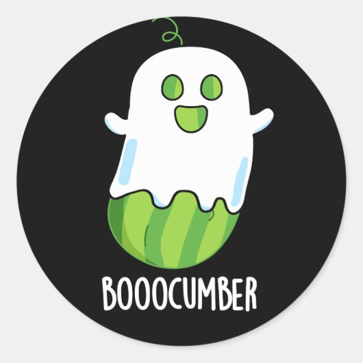 Booocumber Funny Ghost Cucumber Pun Dark BG Ronde Sticker (Voorkant)