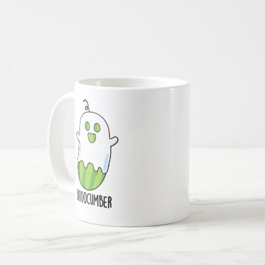 Booocumber Funny Ghost Cucumber Pun Koffiemok (Voorkant links)
