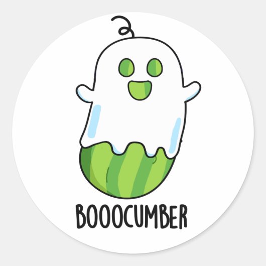 Booocumber Funny Ghost Cucumber Pun Ronde Sticker (Voorkant)