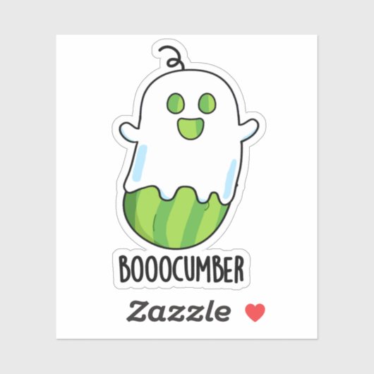 Booocumber Funny Ghost Cucumber Pun Sticker (Vel)