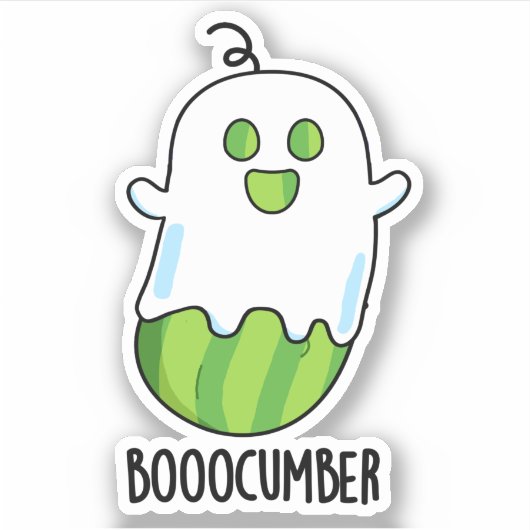 Booocumber Funny Ghost Cucumber Pun Sticker (Voorkant)