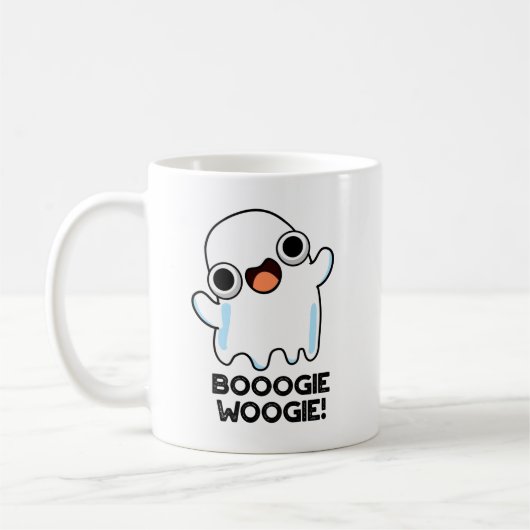 Booogie Woogie Funny Music Ghost Pun Koffiemok (Links)