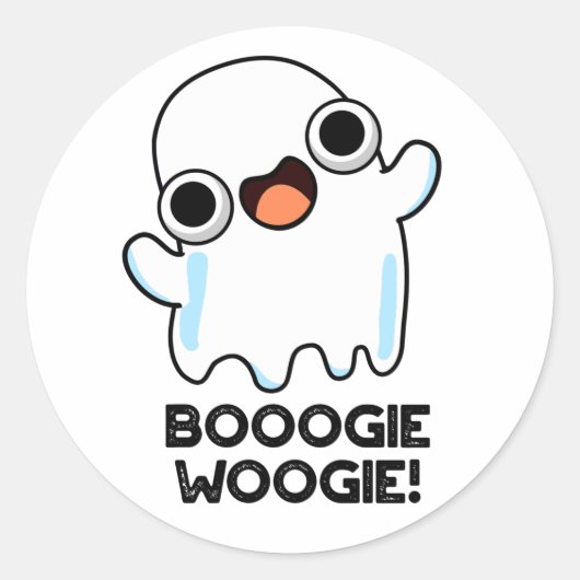 Booogie Woogie Funny Music Ghost Pun Ronde Sticker (Voorkant)