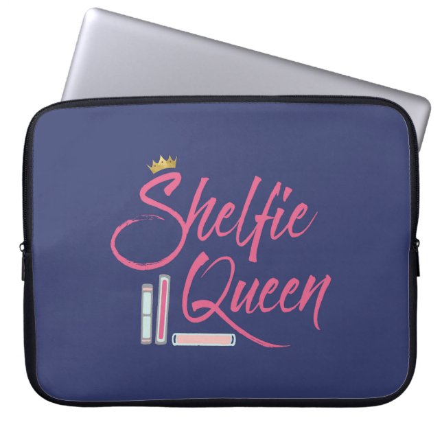 Boooklover Shelfie Queen Laptop Sleeve (Voorkant)