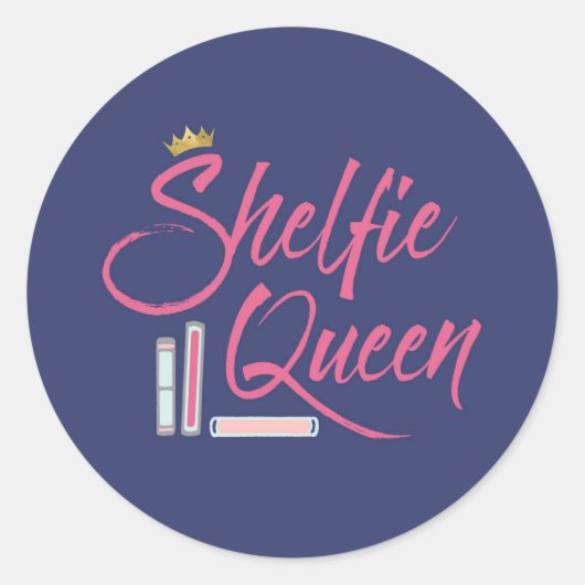 Boooklover Shelfie Queen Ronde Sticker (Voorkant)